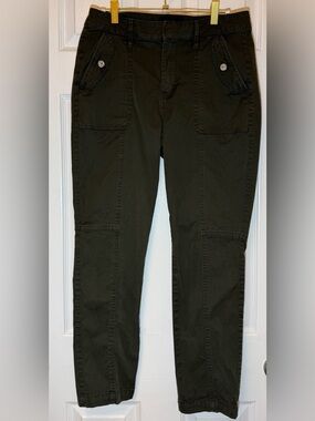 WHBM Olive Green Utility Pants with Front Patch Pockets